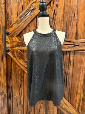 Black metallic snakeskin Sleeveless Halter Top - from The Pant Store